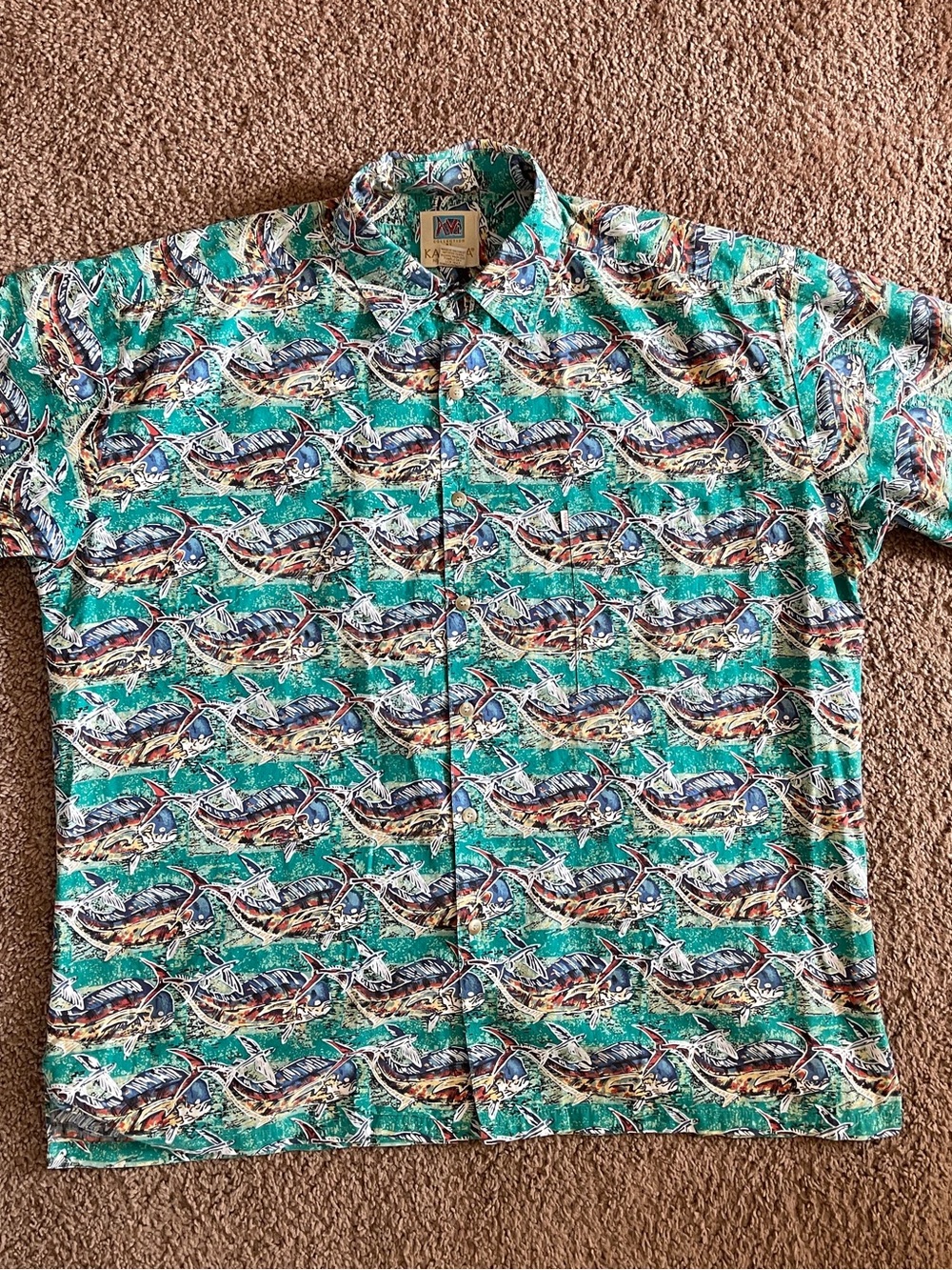 Vintage AVi Collection by Kahala Green Tropical Dorado Hawaiian Shirt 🤙